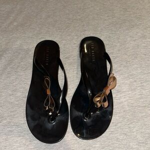 Ted Baker Black Sandals with Brown Bow